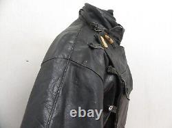 Vintage 80's Leather Swedish Tanker Motorcycle Jacket Size XL