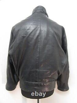 Vintage 80's Leather Swedish Tanker Motorcycle Jacket Size XL