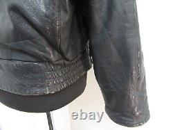 Vintage 80's Leather Swedish Tanker Motorcycle Jacket Size XL