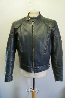Vintage 80's Lewis Leathers Phantom Motorcycle Blue Jacket Size 44 (uk M)