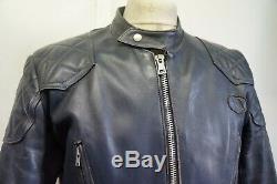 Vintage 80's Lewis Leathers Phantom Motorcycle Blue Jacket Size 44 (uk M)