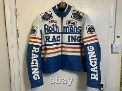 Vintage 80's Rothmans Racing Leather Motorcycle Jacket Size L