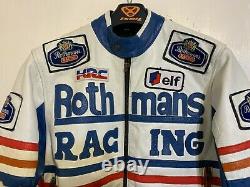 Vintage 80's Rothmans Racing Leather Motorcycle Jacket Size L