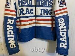 Vintage 80's Rothmans Racing Leather Motorcycle Jacket Size L