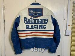 Vintage 80's Rothmans Racing Leather Motorcycle Jacket Size L