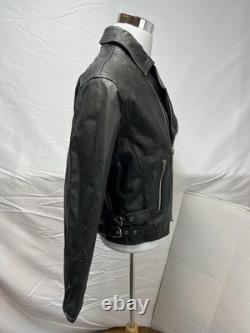 Vintage 80s 90s Black Leather Moto Biker Jacket Men's M Red Quilted Lining