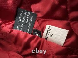 Vintage 80s 90s Black Leather Moto Biker Jacket Men's M Red Quilted Lining