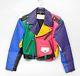 Vintage 80s 90s Leather Jacket ColorBlock Finesse Hip Hop Flair Motorcycle Color