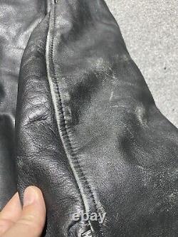 Vintage 80s 90s Punk Biker Genuine 100% Cowhide Leather Jacket 46 Black
