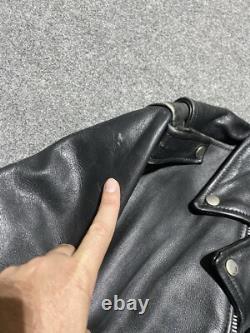 Vintage 80s 90s Punk Biker Genuine 100% Cowhide Leather Jacket 46 Black