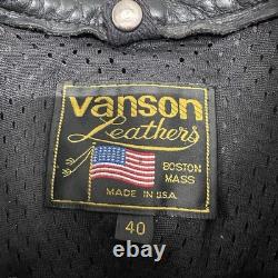 Vintage 80s/90s Vanson Black Leather Motorcycle Jacket Size 40 (M) Moto Patch