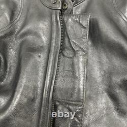 Vintage 80s/90s Vanson Black Leather Motorcycle Jacket Size 40 (M) Moto Patch