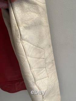 Vintage 80s AGV Italian Cafe Racing Leather Motorcycle Moto GP Jacket Sz 56