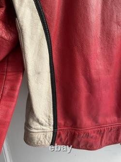 Vintage 80s AGV Italian Cafe Racing Leather Motorcycle Moto GP Jacket Sz 56