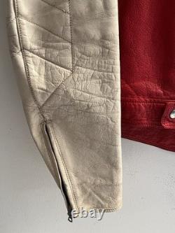 Vintage 80s AGV Italian Cafe Racing Leather Motorcycle Moto GP Jacket Sz 56