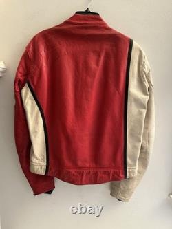 Vintage 80s AGV Italian Cafe Racing Leather Motorcycle Moto GP Jacket Sz 56