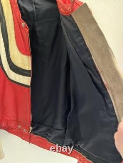 Vintage 80s AGV Italian Cafe Racing Leather Motorcycle Moto GP Jacket Sz 56