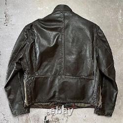 Vintage 80s Excelled Cafe Racer Leather Motorcycle Biker Jacket Made USA 46 BRN