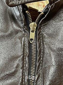 Vintage 80s Excelled Cafe Racer Leather Motorcycle Biker Jacket Made USA 46 BRN