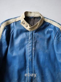Vintage 80s German Moto Biker Jacket Thrashed Blue White Size S Stadler Modell