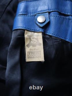 Vintage 80s German Moto Biker Jacket Thrashed Blue White Size S Stadler Modell