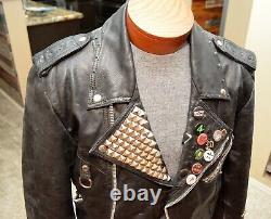 Vintage 80s Handpainted Studded Motorcycle Leather Mens Jacket Punk Rock Campri