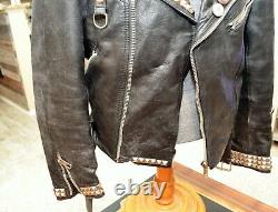 Vintage 80s Handpainted Studded Motorcycle Leather Mens Jacket Punk Rock Campri