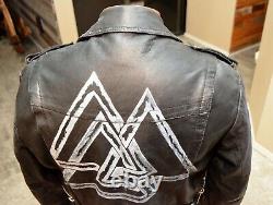 Vintage 80s Handpainted Studded Motorcycle Leather Mens Jacket Punk Rock Campri