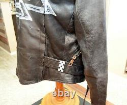 Vintage 80s Handpainted Studded Motorcycle Leather Mens Jacket Punk Rock Campri