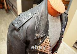 Vintage 80s Handpainted Studded Motorcycle Leather Mens Jacket Punk Rock Campri