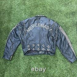 Vintage 80s Punk Rock Leather Biker Jacket Studded Mercenary Black Motorcycle
