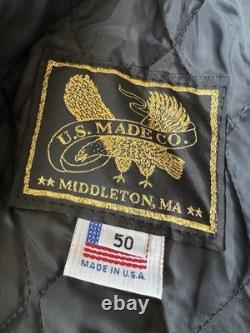 Vintage 80s US MADE Genuine Leather Motorcycle Biker Jacket Buckle Zip Black L