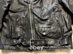Vintage 80s Wilsons Leather Biker Jacket Men's XL Black Motorcycle Moto Biker