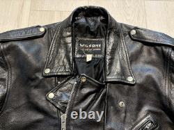 Vintage 80s Wilsons Leather Biker Jacket Men's XL Black Motorcycle Moto Biker