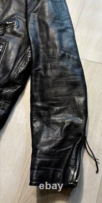 Vintage 80s Wilsons Leather Biker Jacket Men's XL Black Motorcycle Moto Biker