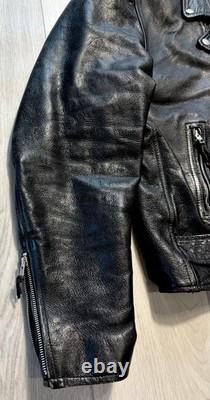 Vintage 80s Wilsons Leather Biker Jacket Men's XL Black Motorcycle Moto Biker