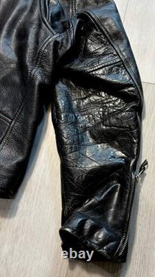 Vintage 80s Wilsons Leather Biker Jacket Men's XL Black Motorcycle Moto Biker