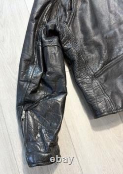 Vintage 80s Wilsons Leather Biker Jacket Men's XL Black Motorcycle Moto Biker