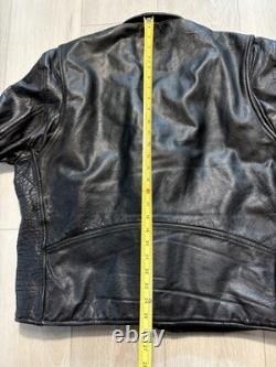 Vintage 80s Wilsons Leather Biker Jacket Men's XL Black Motorcycle Moto Biker