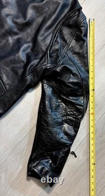 Vintage 80s Wilsons Leather Biker Jacket Men's XL Black Motorcycle Moto Biker