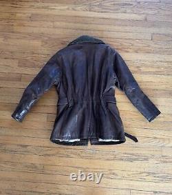 Vintage 90's Brown Leather Moto Jacket Men's S