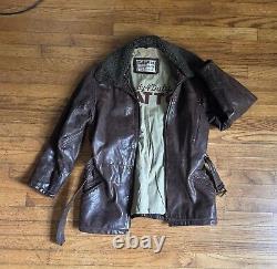Vintage 90's Brown Leather Moto Jacket Men's S