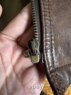 Vintage 90's Brown Leather Moto Jacket Men's S