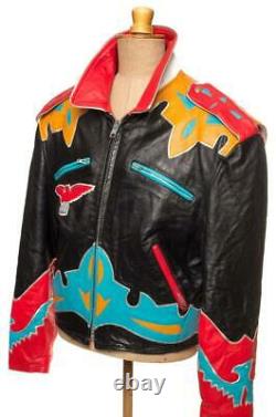 Vintage 90's JEFF HAMILTON BIKER LEATHER JACKET L LARGE COLLECTOR'S ITEM