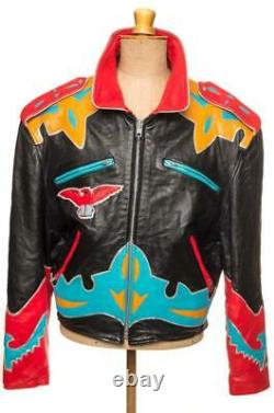 Vintage 90's JEFF HAMILTON BIKER LEATHER JACKET L LARGE COLLECTOR'S ITEM