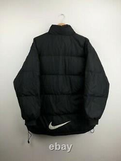 Vintage 90's Nike Puffer Jacket Black Big Swoosh Logo Mens Large