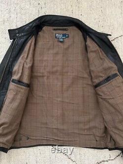 Vintage 90's Polo Ralph Lauren BUTTERY SOFT Black Leather Bomber Jacket Coat L