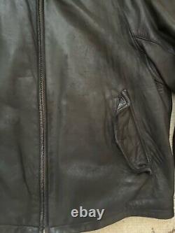 Vintage 90's Polo Ralph Lauren BUTTERY SOFT Black Leather Bomber Jacket Coat L