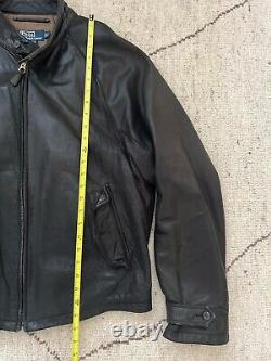 Vintage 90's Polo Ralph Lauren BUTTERY SOFT Black Leather Bomber Jacket Coat L
