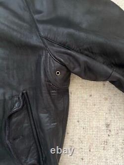 Vintage 90's Polo Ralph Lauren BUTTERY SOFT Black Leather Bomber Jacket Coat L